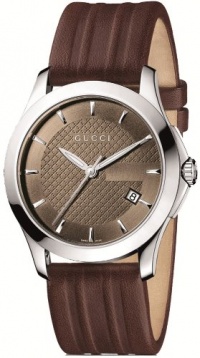 Gucci Men's YA126403 G-Timeless Medium Brown Dial Brown Leather Watch Gucci Men's YA126403 G-Timeless Medium Brown Dial Brown Leather Watch