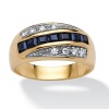 Men's 1.95 TCW Channel-Set Square-Cut Genuine Sapphire 18k Gold Over Sterling Silver Classic Ring