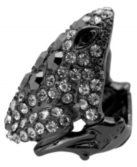 Hop to it. You'll take your style leaps and bounds in GUESS's chic frog cocktail ring. Crafted in hematite tone mixed metal with jet and clear crystals. Size 7. Hop to it. You'll take your style leaps and bounds in GUESS's chic frog cocktail ring. Crafted in hematite tone mixed metal with jet and clear crystals. Size 7.