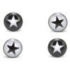 Trendy Black N White Star 4 Stud Earrings Set Stainless Steel for Men and Women