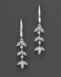 A naturally beautiful look, diamond leaf drop earrings in white gold. A naturally beautiful look, diamond leaf drop earrings in white gold.