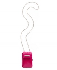 Disco never dies. So hustle your way on and off the dance floor with this day glo design from Nine West. Shiny, faux patent leather is accented with signature hardware and chain-link strap, while the petite shape is perfectly sized to stash cards, cash, phone and ID. Disco never dies. So hustle your way on and off the dance floor with this day glo design from Nine West. Shiny, faux patent leather is accented with signature hardware and chain-link strap, while the petite shape is perfectly sized to stash cards, cash, phone and ID.