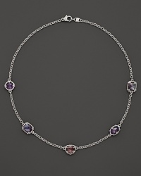 Featuring raspberry & purple crystal, pink corundum and black mother-of-pearl, Judith Ripka's multi stone necklace showcases a stunning array. Featuring raspberry & purple crystal, pink corundum and black mother-of-pearl, Judith Ripka's multi stone necklace showcases a stunning array.