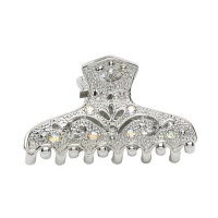Silver Metal Rhinestone Claw Clip, 1 1/2 Inches Silver Metal Rhinestone Claw Clip, 1 1/2 Inches