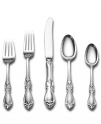 The exquisite sterling silver Queen Elizabeth pattern pays homage to a golden age. Delicate flowers grace the tip and intricate openwork finishes the neck of well-balanced flatware settings made for special occasions. From Towle. The exquisite sterling silver Queen Elizabeth pattern pays homage to a golden age. Delicate flowers grace the tip and intricate openwork finishes the neck of well-balanced flatware settings made for special occasions. From Towle.