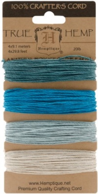 Hemptique Hemp Cord Card, 20-Pound, Aqua Hemptique Hemp Cord Card, 20-Pound, Aqua