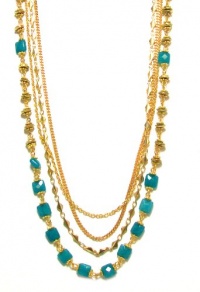 Rachel Reinhardt Kate 14k Gold Plated Long Four Strand Necklace with Blue Agate Faceted Pillow Beads Rachel Reinhardt Kate 14k Gold Plated Long Four Strand Necklace with Blue Agate Faceted Pillow Beads