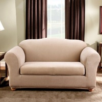Sure Fit Stretch Stripe 2-Piece Sofa Slipcover, Sand Sure Fit Stretch Stripe 2-Piece Sofa Slipcover, Sand