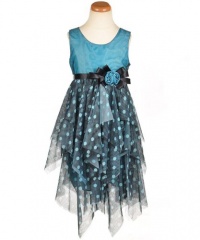 Bonnie Jean Girls 7-16 Tiered Mesh Dot Dress with Hanky Hem Bonnie Jean Girls 7-16 Tiered Mesh Dot Dress with Hanky Hem