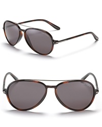 Tom Ford's breakout design of the season in sunglasses is the aviator. Here with a temple detail and adjustable nose pads for secure comfort. Tom Ford's breakout design of the season in sunglasses is the aviator. Here with a temple detail and adjustable nose pads for secure comfort.