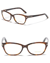 Tom Ford showcases the must-have wayfarer shape on a dark havana-hued pair of optical frames, ready to be used with a prescription or worn with clear frames. Tom Ford showcases the must-have wayfarer shape on a dark havana-hued pair of optical frames, ready to be used with a prescription or worn with clear frames.