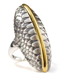 Always a step ahead, Elizabeth and James' sterling silver and yellow gold ring is a modern showpiece. Slip it on for edgy, on-trend allure. Always a step ahead, Elizabeth and James' sterling silver and yellow gold ring is a modern showpiece. Slip it on for edgy, on-trend allure.