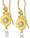 GURHAN Droplet White Diamond Briolette On Granulated Hook Earrings