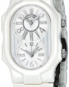 Philip Stein Women's 1-CW-MW-CW Signature Dual Time Zone Textured Dial White Ceramic Watch