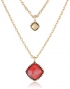 Nine West Vintage America Geo Jewels Gold Tone and Red Stone Pendant Necklace, 18
