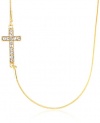Nine West Good Fortune Gold-Tone Crystal Side Cross Pendant Necklace, 18