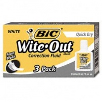 BIC Wite-Out Quick Dry Correction Fluid - 3 Pack (BICWOFQD324) BIC Wite-Out Quick Dry Correction Fluid - 3 Pack (BICWOFQD324)