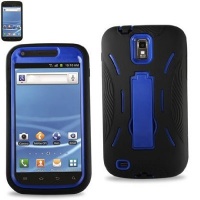 Reiko HYBSAMT989BKBL Hybrid Case with KickStand for Samsung Hercules T989 Phone - Retail Packaging - Black/Blue Reiko HYBSAMT989BKBL Hybrid Case with KickStand for Samsung Hercules T989 Phone - Retail Packaging - Black/Blue