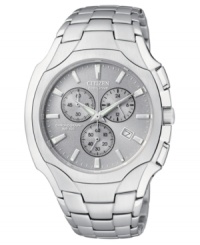 A smooth, seamless design and a versatile look define this handsome Citizen Eco-Drive watch. A smooth, seamless design and a versatile look define this handsome Citizen Eco-Drive watch.