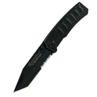 Smith & Wesson CK112S Bullseye Linerlock Knife with Partially Serrated Tanto Blade, Bullets Design Handle, and Pocket Clip, Black Smith & Wesson CK112S Bullseye Linerlock Knife with Partially Serrated Tanto Blade, Bullets Design Handle, and Pocket Clip, Black