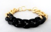 Chunky Link Bracelet with Black & Gold Links