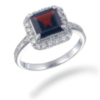 7MM Princess Cut Garnet Ring In Sterling Silver 2 CT (Available In Sizes 5 - 9) 7MM Princess Cut Garnet Ring In Sterling Silver 2 CT (Available In Sizes 5 - 9)