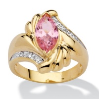 PalmBeach Jewelry 2.05 TCW Marquise-Cut Pink Cubic Zirconia 14k Gold-Plated Ring PalmBeach Jewelry 2.05 TCW Marquise-Cut Pink Cubic Zirconia 14k Gold-Plated Ring