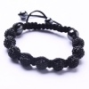 10mm Black Crystals Macrame 9pcs Beaded Shamballa Ball Adjustable Bracelet