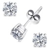 Diamond Simulated Sterling Silver 925 Cubic Zirconia Stud Earrings Set in Basket Settings, 1.00 Carat Total Total Weight, Half a Carat Each White Cubic Zirconia Stones. Offered By Discount Jewelry