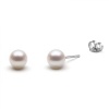 HinsonGayle AAA Handpicked 6.5-7.0mm White Round Cultured Pearl Stud Earrings (Sterling Silver)