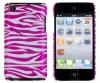 Metallic Pink Zebra Embossed Hard Case for Apple iPod Touch 4, 4G (4th Generation)