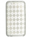 Premium TPU Flexi Soft Gel Skin for Apple iPod Touch 4th Generation, 4th Gen - Clear Checkers Argyle Print