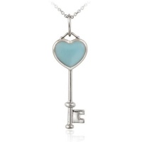 Sterling Silver Designer Inspired Turquoise Enamel Key Pendant Sterling Silver Designer Inspired Turquoise Enamel Key Pendant