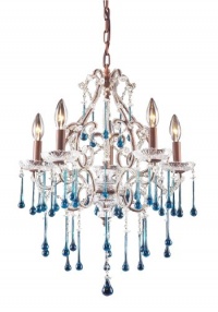 Elk 4012/5AQ 5-Light Chandelier In Rust and Aqua Crystal Elk 4012/5AQ 5-Light Chandelier In Rust and Aqua Crystal