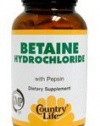 Country Life Betaine Hydrochloride 600 Mg Pepsin, 250-Count