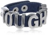 BCBGeneration Dark Blue Canvas and Rhodium Tough Affirmation Bracelet