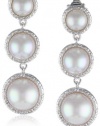 Majorica 8-12mm White Round Mabe Pearl Drop Earrings