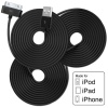 Bundle of 3 Premium Certified 6.5 Feet USB Data Sync Cables for Apple iPhone 4, 4s, 3gs, iPod Touch 1, 2 ,3, 4 iPad 1, 2, 3 (NOT Lighting) (Black)