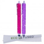 *BLING* Stylus Pens! Two Long Gem Covered Stylus Pens (PURPLE, PINK) compatible with iPad 1 2 3, iPhone, iPod Touch, Android Tablets, Samsung Galaxy Tablet - ECO-FUSED® Microfiber Cleaning Cloth 5.5x3.0 included