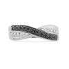 Sterling Silver Round Diamond Black and White Fashion Ring (1/6 Cttw)