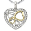 Ze Sterling Silver Diamond Antiqued Heart Locket. 18 Sterling Silver Chain