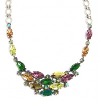 Mariana Spirit of Design Silver Plated Goldfinger Swarovski Crystal Collar Necklace in Colors of Emerald, Gold and Purple Mariana Spirit of Design Silver Plated Goldfinger Swarovski Crystal Collar Necklace in Colors of Emerald, Gold and Purple