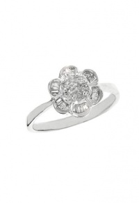 Effy Jewlery 14K White Gold Diamond Flower Ring, .32 TCW Ring size 7 Effy Jewlery 14K White Gold Diamond Flower Ring, .32 TCW Ring size 7