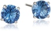 Sterling Silver Round Concave Cut Gemstone Studs (6mm, 2.00 cttw)