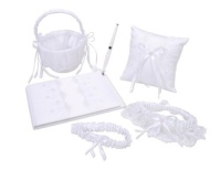Darice VL440W, Garter Book with Pen Pillow Basket, 2-Garter Lace, 5-Piece, ST White Darice VL440W, Garter Book with Pen Pillow Basket, 2-Garter Lace, 5-Piece, ST White