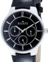 Skagen Men's 331XLSLB Steel Black Leather Multi-Function Watch