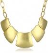 Kenneth Jay Lane Satin Gold-Plated Bib Necklace, 19