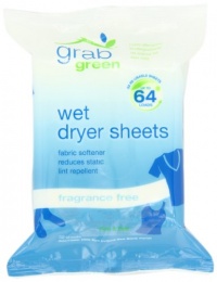 Grab Green Wet Dryer Cloths, Fragrance Free, 32 Sheets Grab Green Wet Dryer Cloths, Fragrance Free, 32 Sheets