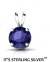 925 Sterling Silver Solitaire 1.50 Carat Sapphire Cubic Zirconia Pendant. (Basket Setting) 1.50 carat 7 mm Round Top Quality Cubic Zirconia