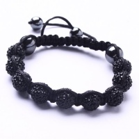 10mm Black Crystals Macrame 9pcs Beaded Shamballa Ball Adjustable Bracelet 10mm Black Crystals Macrame 9pcs Beaded Shamballa Ball Adjustable Bracelet